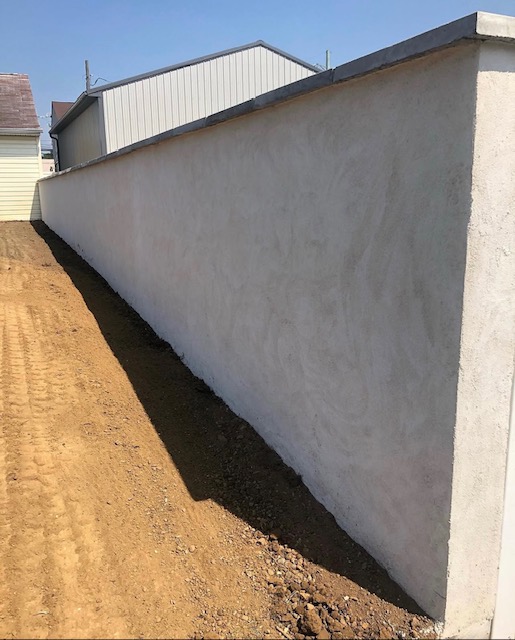 Reinforced parged retaining wall in the Lehigh Valley, PA