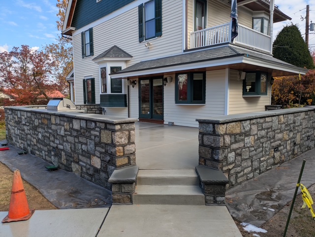 New concrete front porch and walkway in the Lehigh Valley, PA